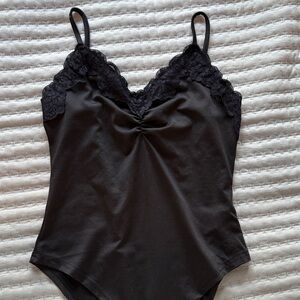 Black Lace Trim Bodysuit